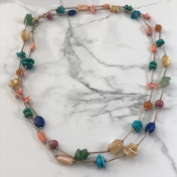 Fabulous 925 Liquid Silver Multi Gemstone Necklace - Picture 5 of 12